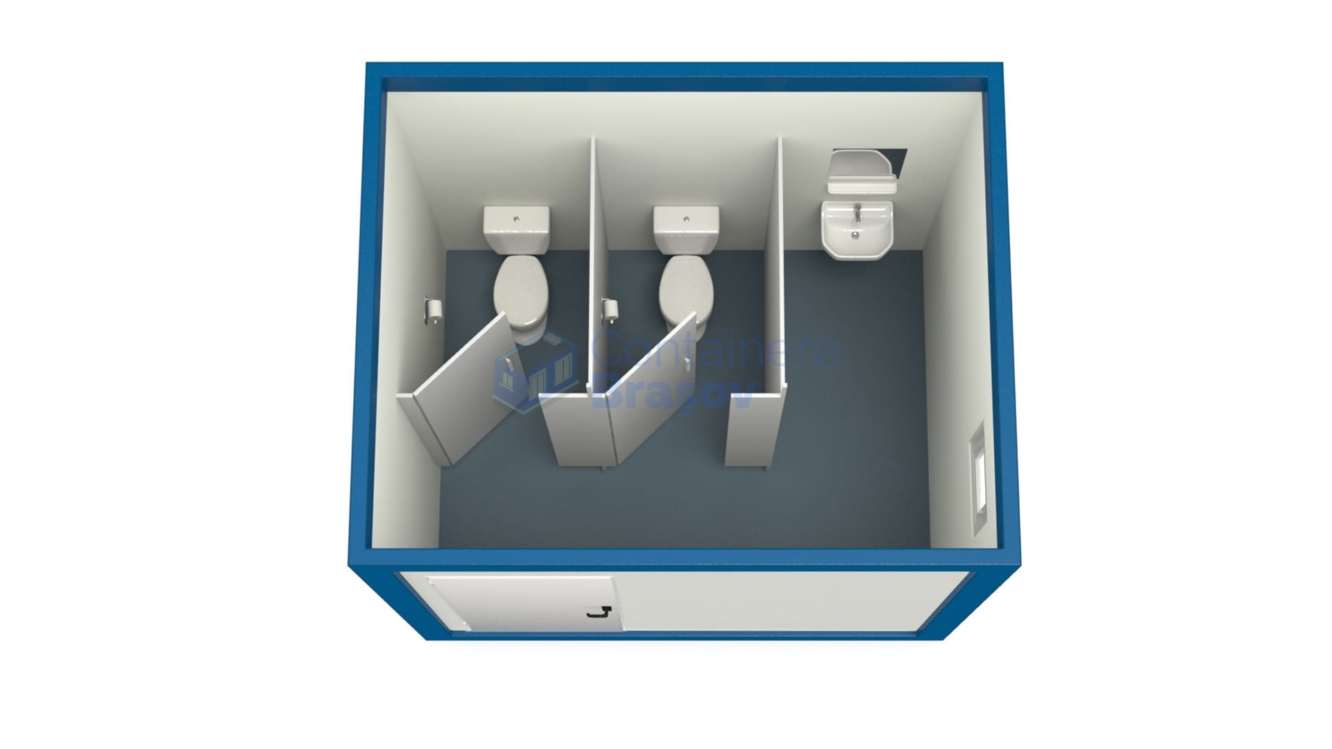 container sanitar brasov 3metri 2wc albastru