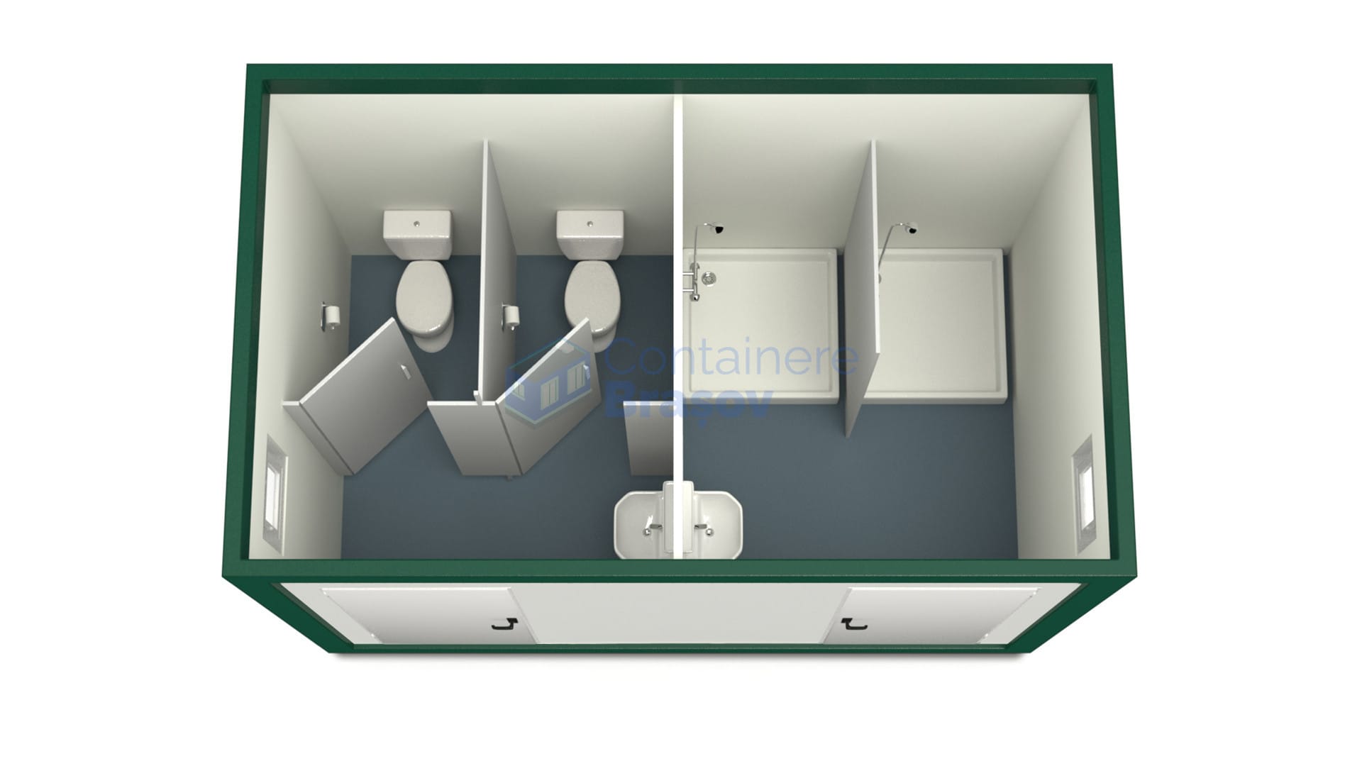 container sanitar brasov 4metri 2dusuri 2wc verde