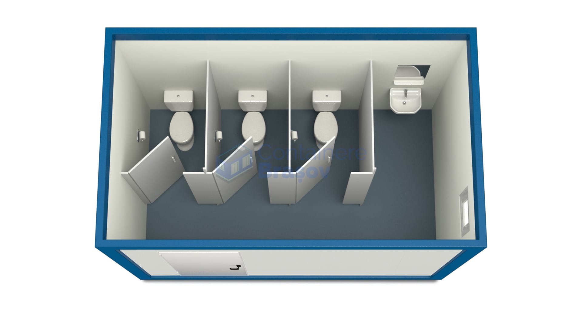 container sanitar brasov 4metri 3wc albastru