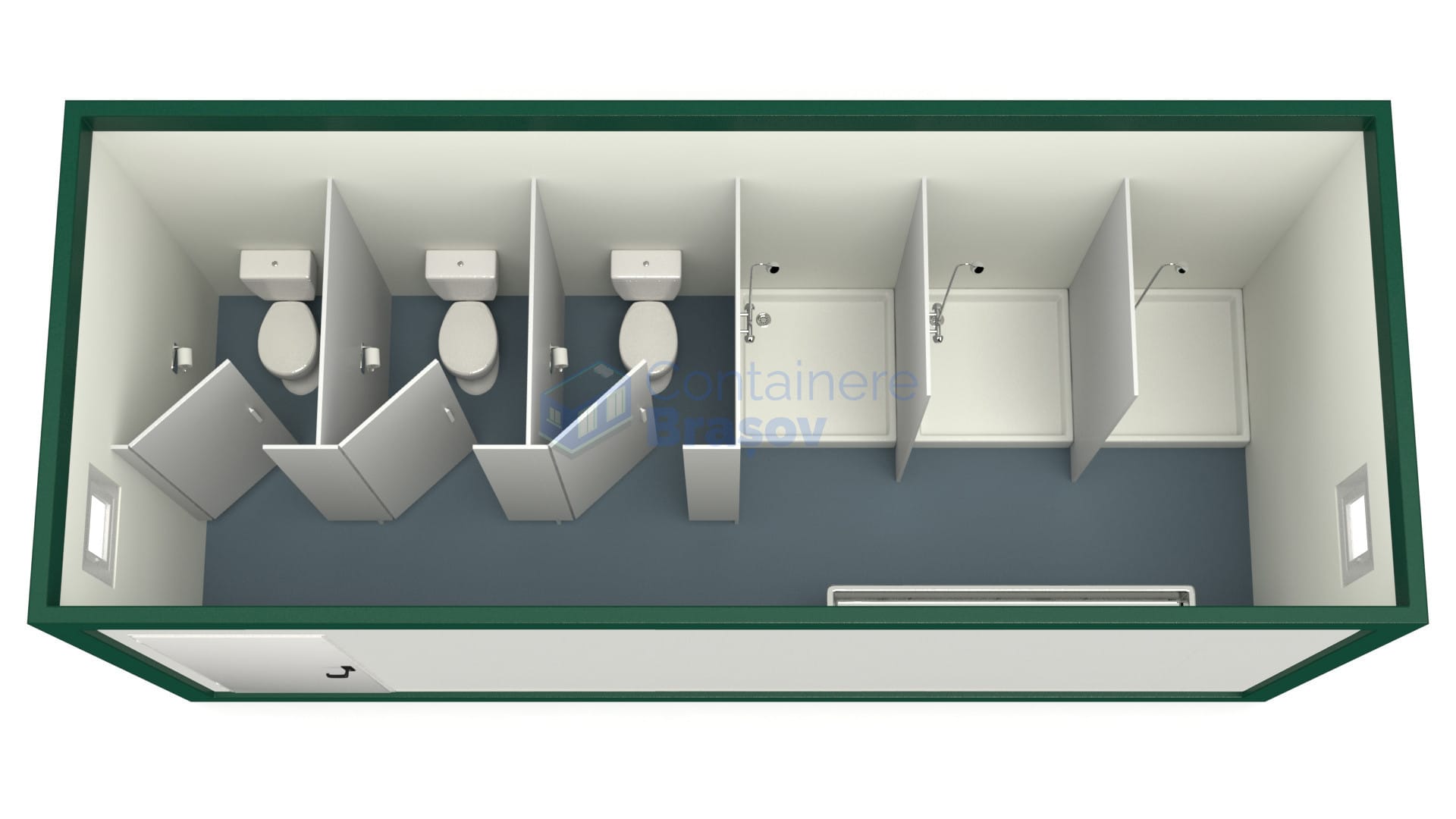 container sanitar brasov 6metri 3dusuri 3wc verde